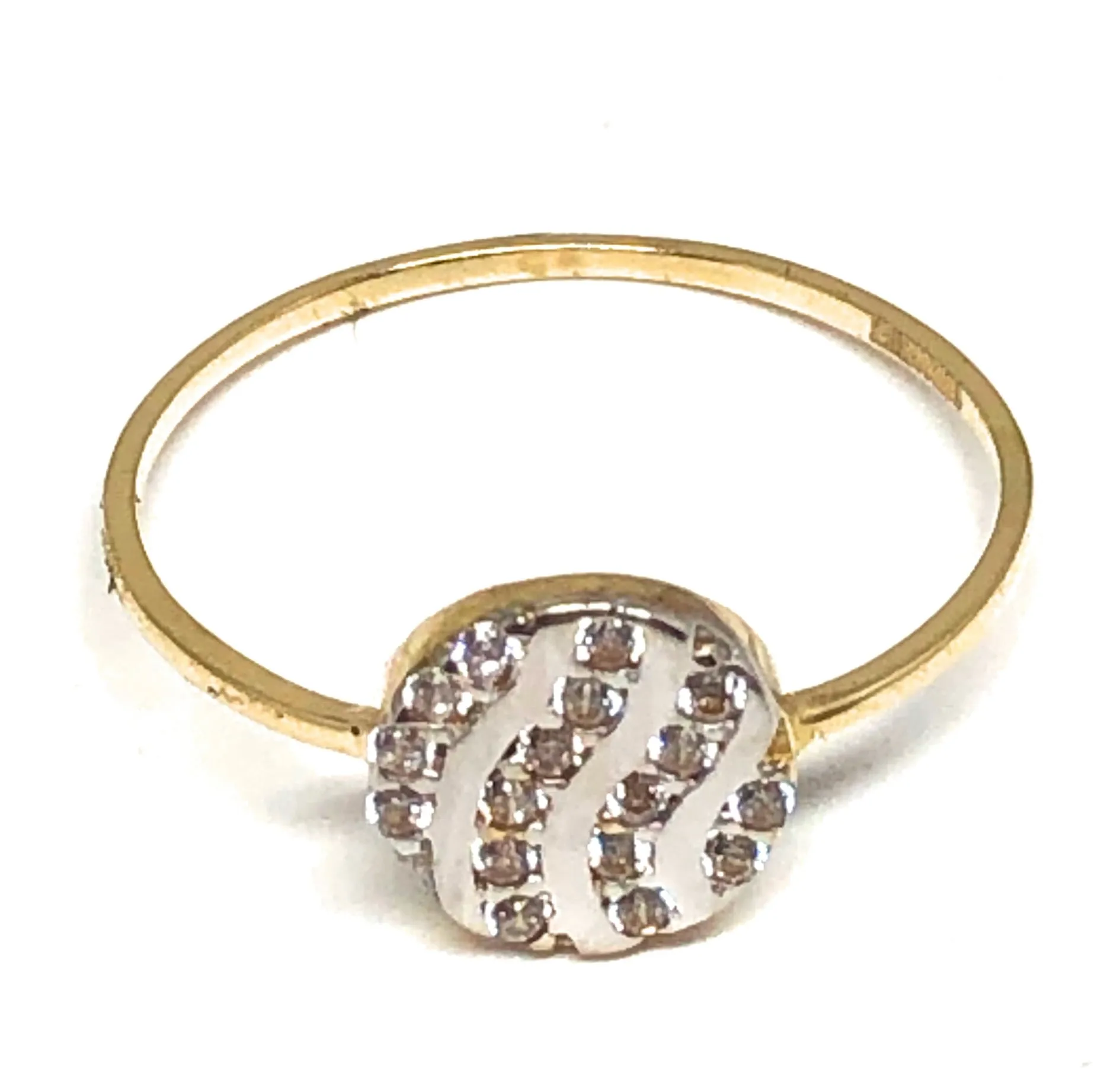 10k Solid Gold Yellow & White Gold CZ Round Ring