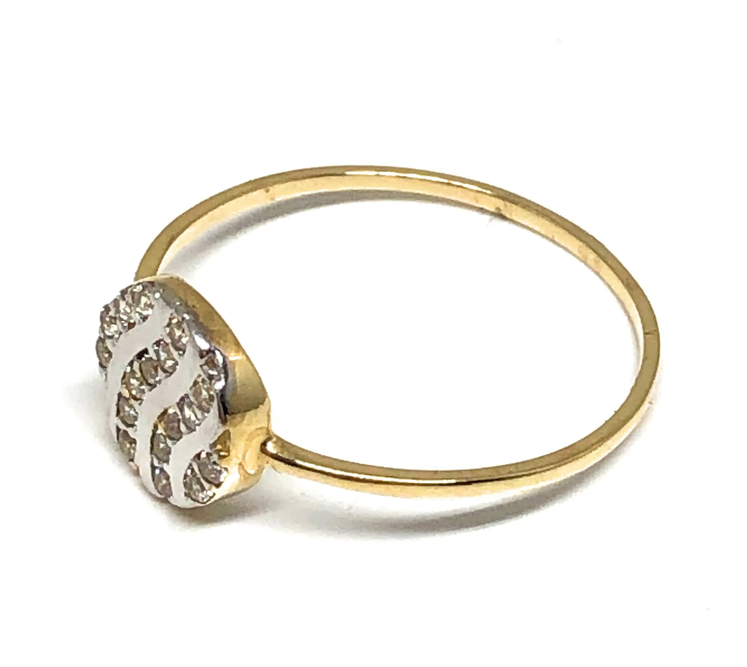 10k Solid Gold Yellow & White Gold CZ Round Ring