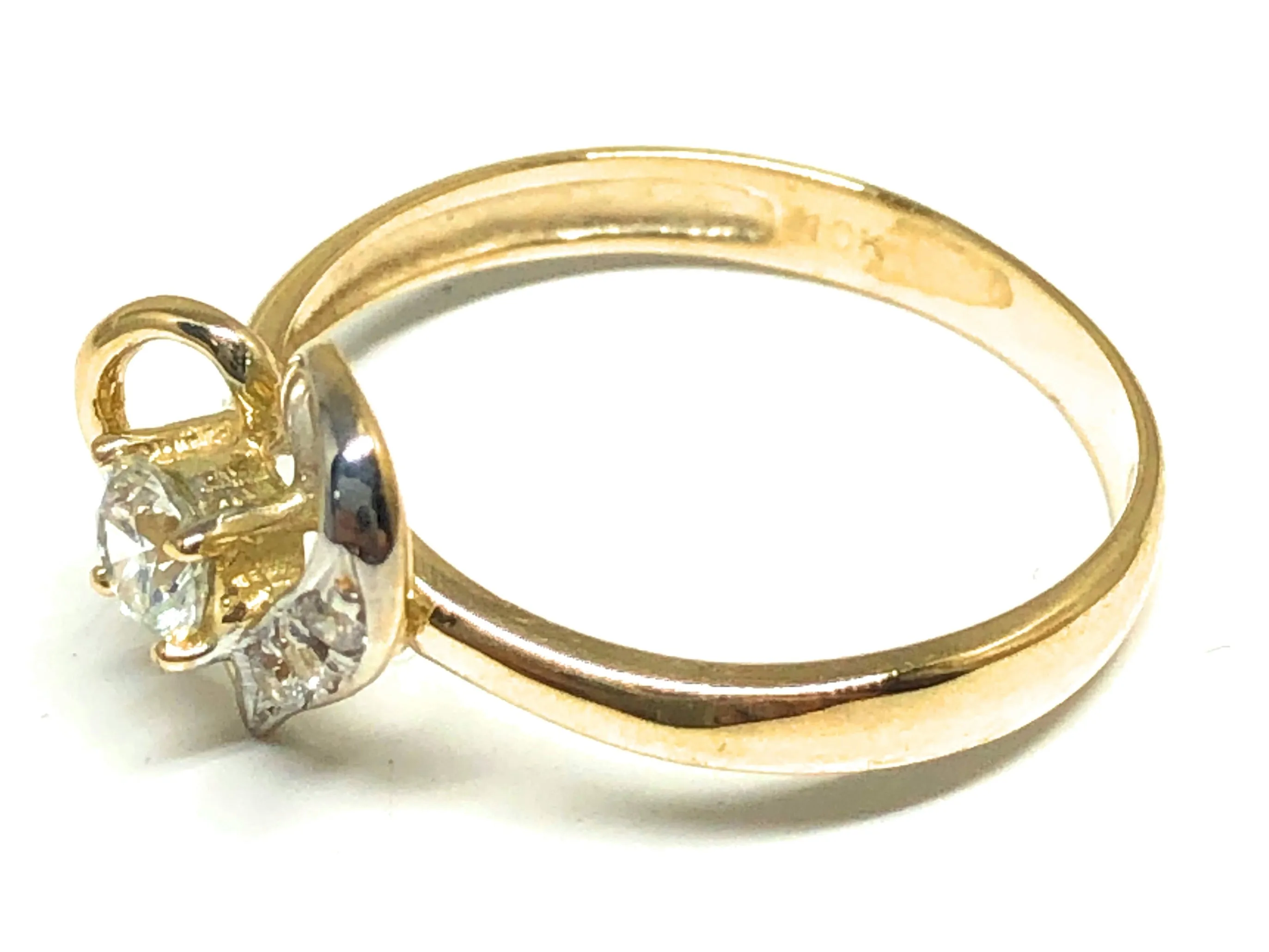 10k Solid Gold Yellow Gold Heart White CZ Ring