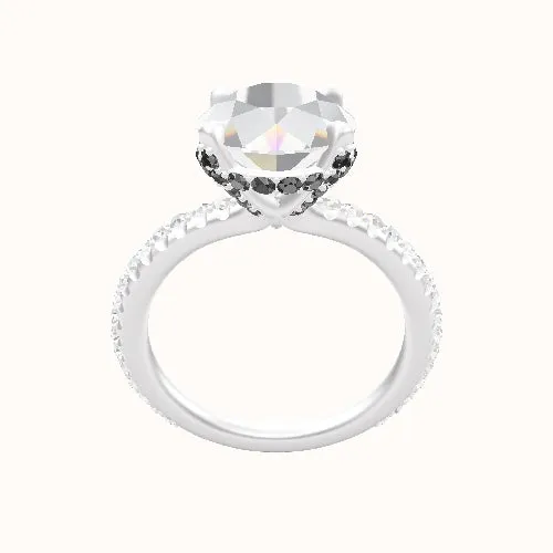 3/4 Pave Engagement Ring With Pave Basket Head