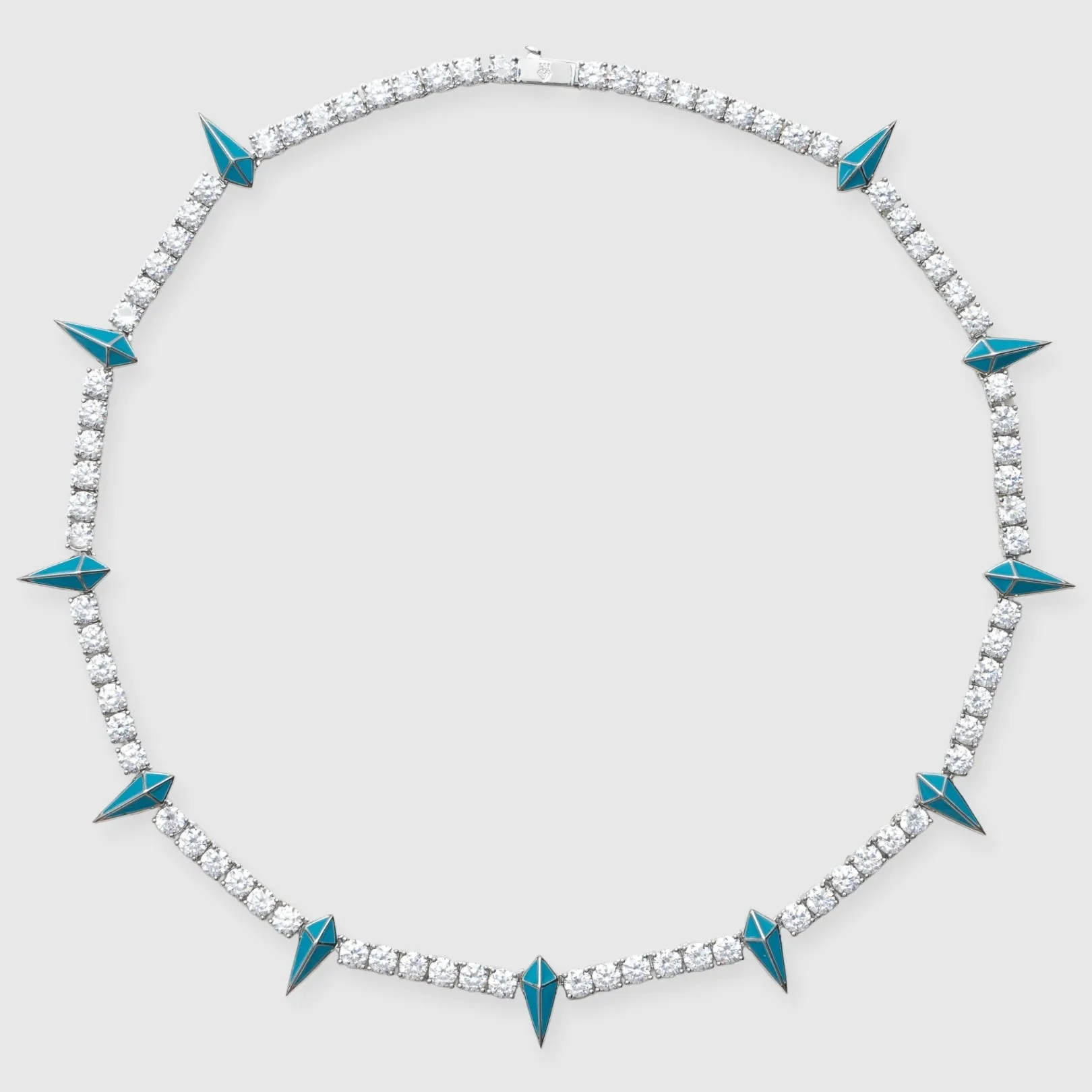 5mm BLUE PAVE SPIKE TENNIS CHAIN - WHITE GOLD