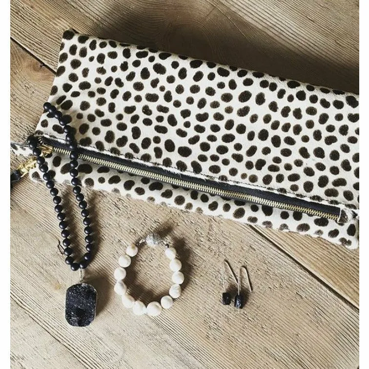 Abello Foldover Leopard Print Clutch Crossbody-SALE