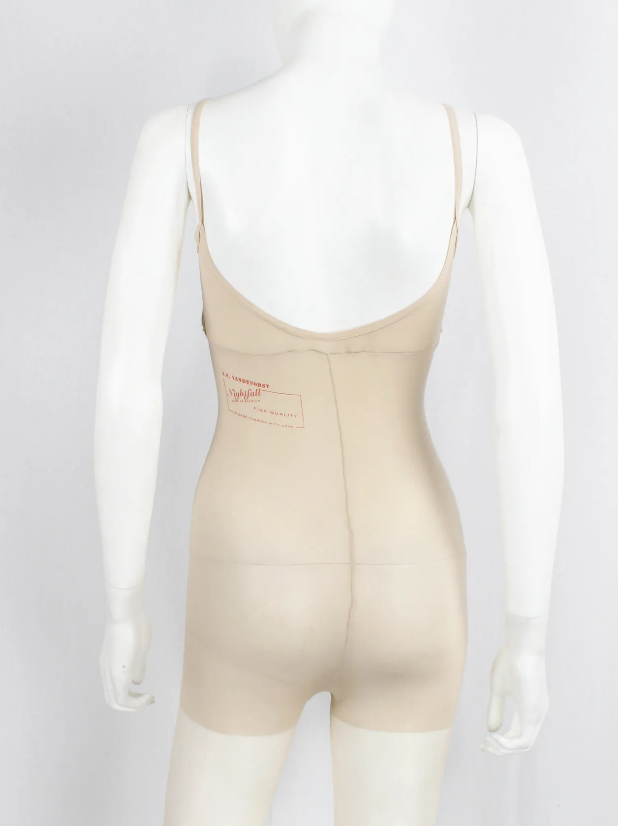 A.F. Vandevorst Nightfall ecru pantyhose catsuit with reinforced top — fall 1998