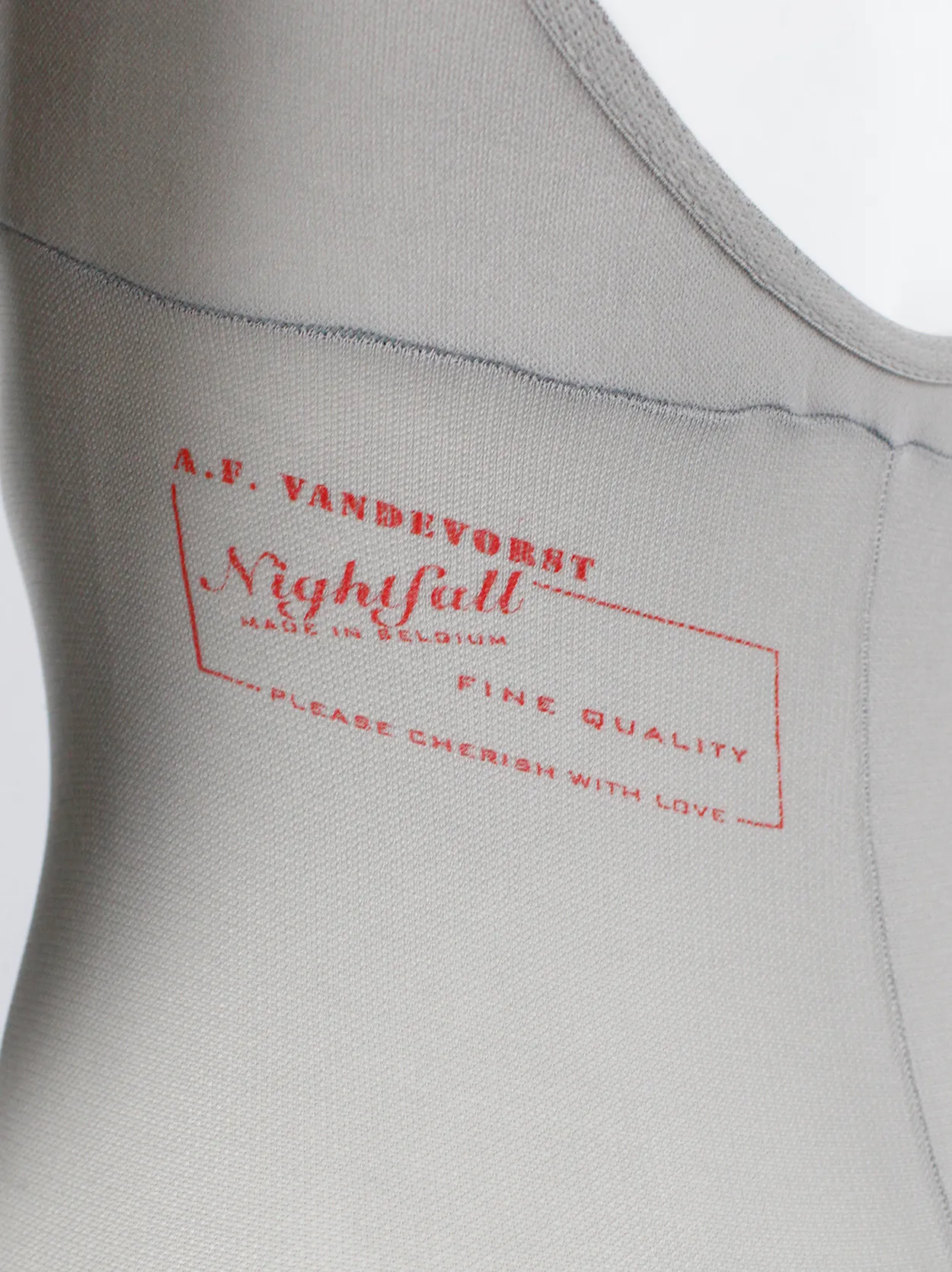 A.F. Vandevorst Nightfall grey pantyhose catsuit with reinforced top — fall 1998