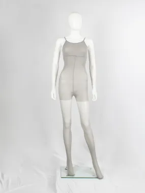 A.F. Vandevorst Nightfall grey pantyhose catsuit with reinforced top — fall 1998