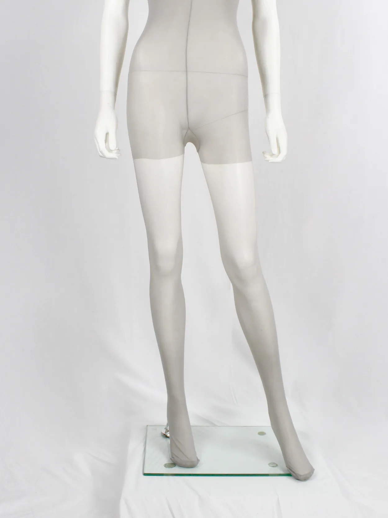 A.F. Vandevorst Nightfall grey pantyhose catsuit with reinforced top — fall 1998