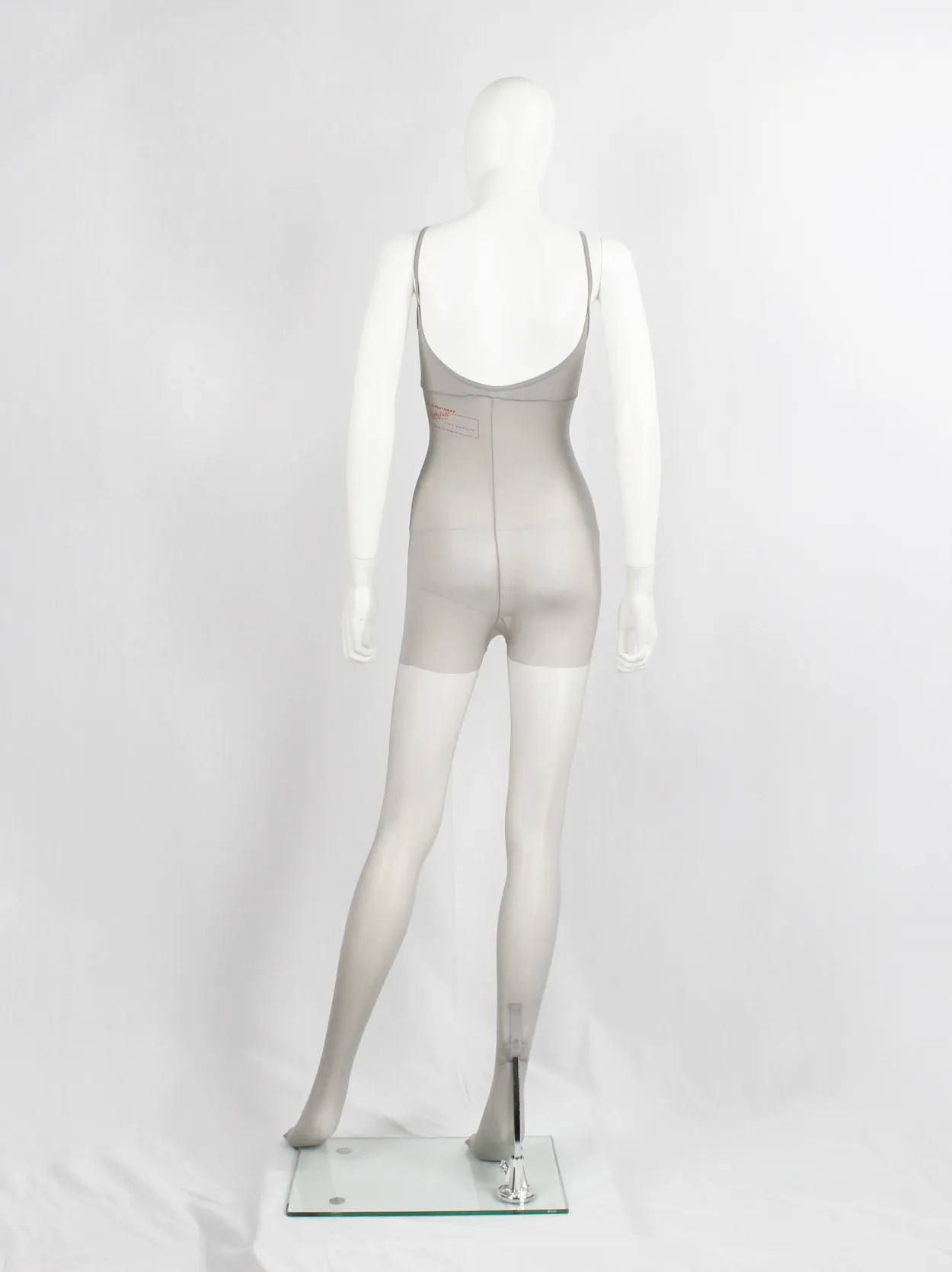 A.F. Vandevorst Nightfall grey pantyhose catsuit with reinforced top — fall 1998