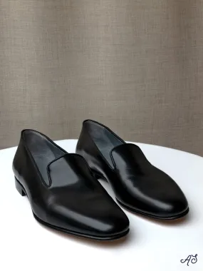 Albert Slippers in Black French Calf Leather