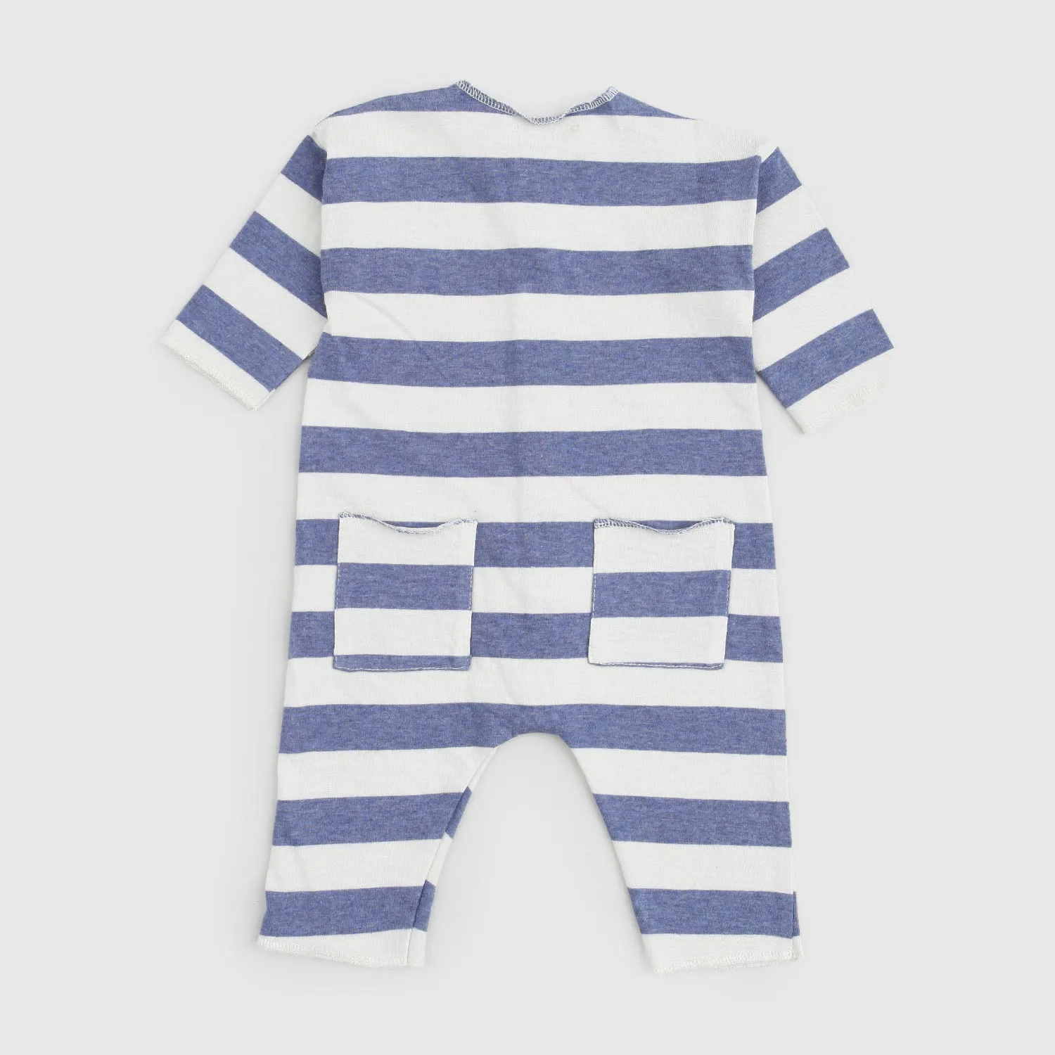 Babe & Tess Blue Beige Striped Onesie For Newborns