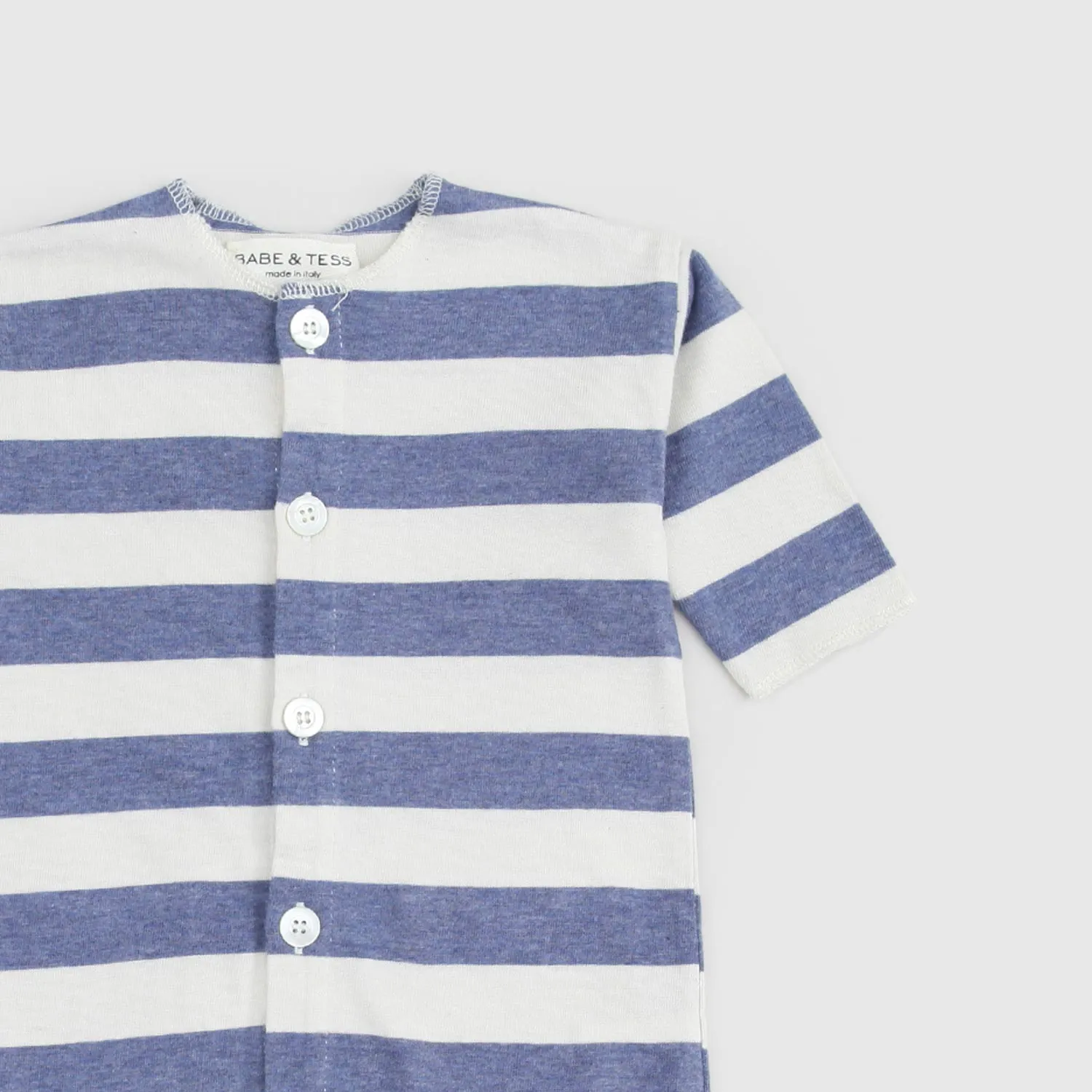 Babe & Tess Blue Beige Striped Onesie For Newborns