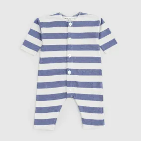 Babe & Tess Blue Beige Striped Onesie For Newborns