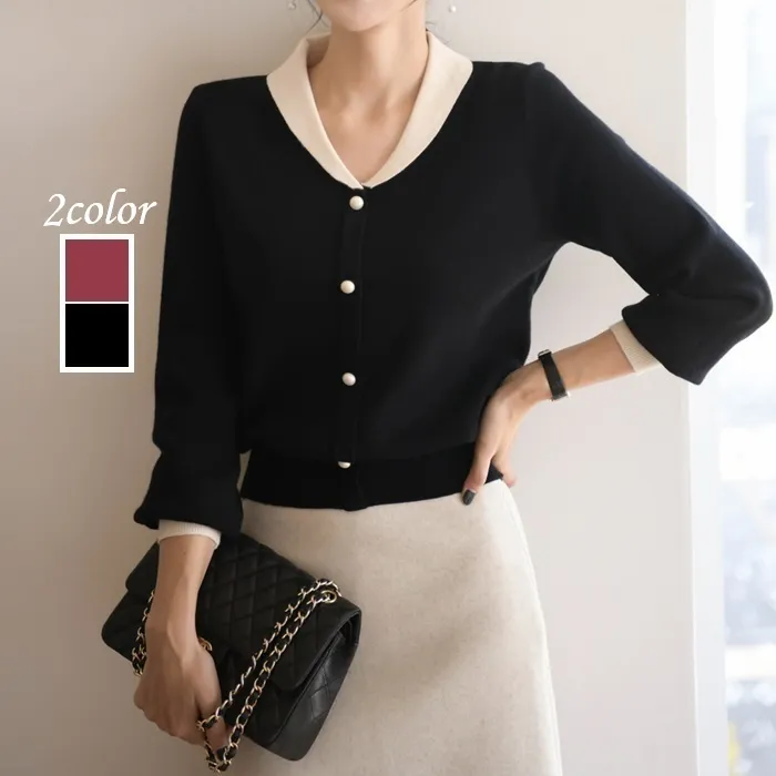 BADDIARY  |Casual Style Bi-color Long Sleeves Plain Office Style