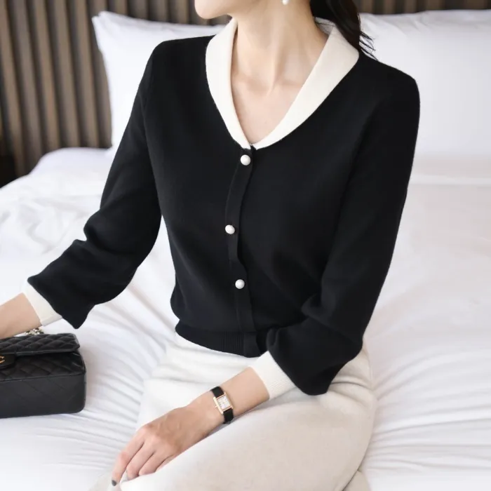 BADDIARY  |Casual Style Bi-color Long Sleeves Plain Office Style