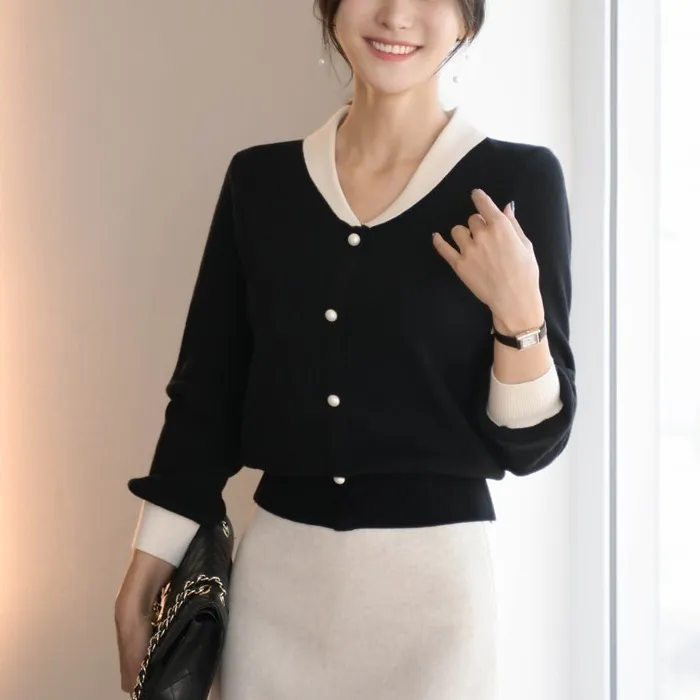 BADDIARY  |Casual Style Bi-color Long Sleeves Plain Office Style