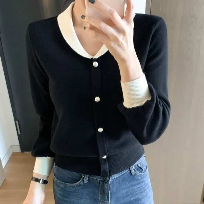 BADDIARY  |Casual Style Bi-color Long Sleeves Plain Office Style