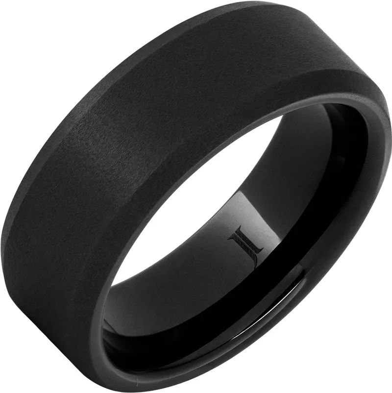 Black Diamond Ceramic Beveled Edge Ring with Sandblast Finish