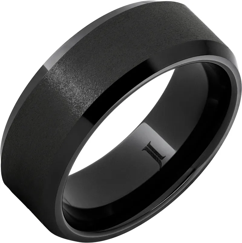 Black Diamond Ceramic Ring Stone Finish Center and Beveled Edges