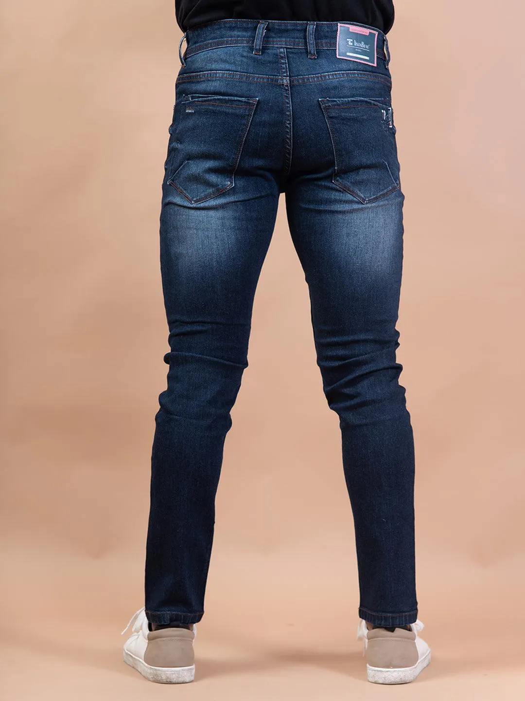 Blue Denim Ankle Length Stretchable Men's Jeans