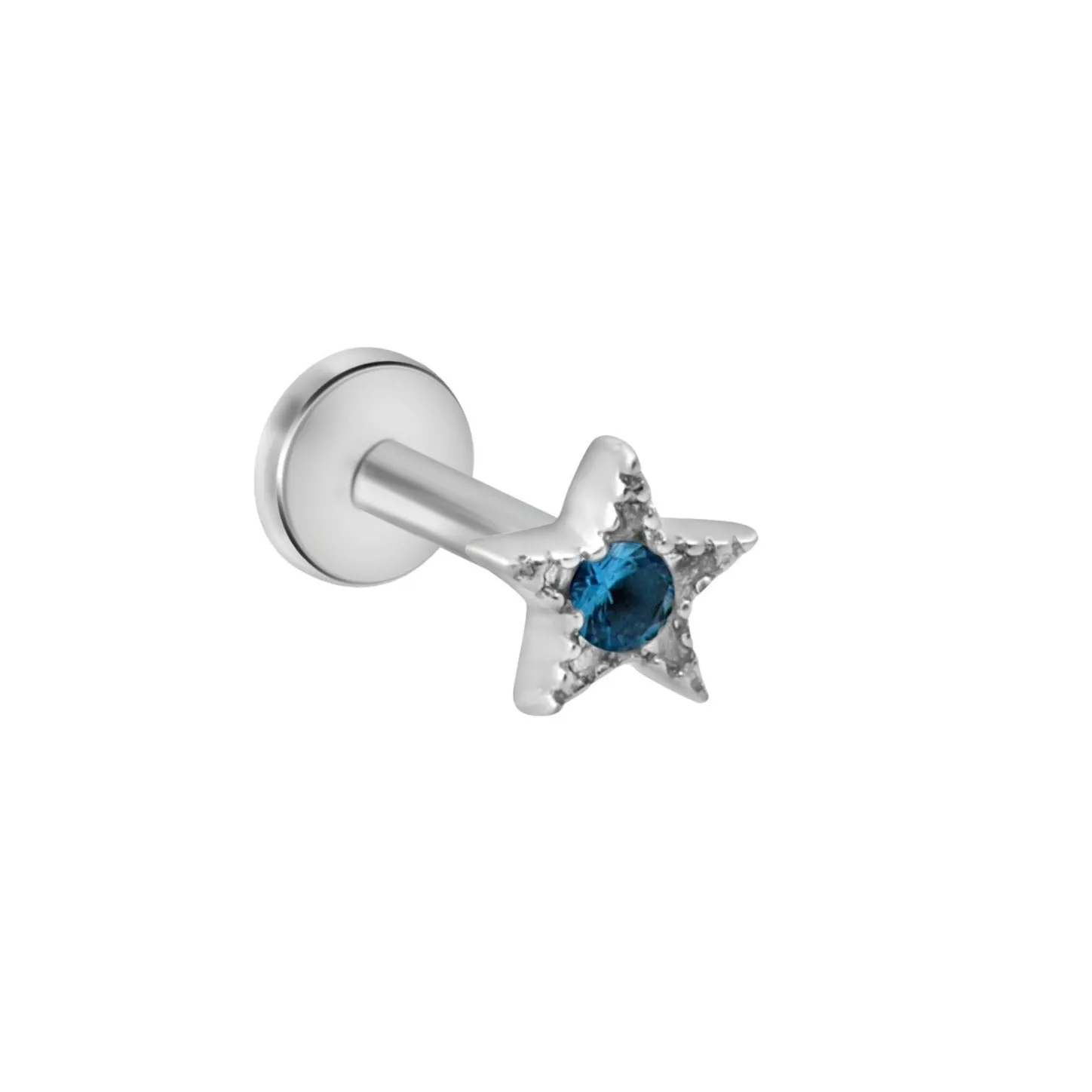 Blue Topaz Milgrain Star Flat Back Stud