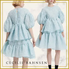 CECILIE BAHNSEN  |Casual Style Cropped Plain Short Sleeves Party Style