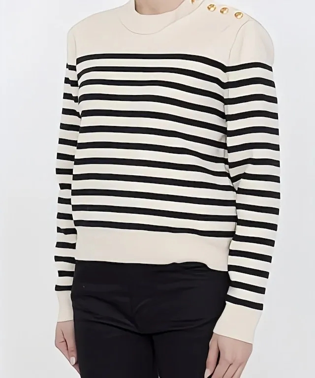 CELINE  |Stripes Casual Style V-neck & Crew neck