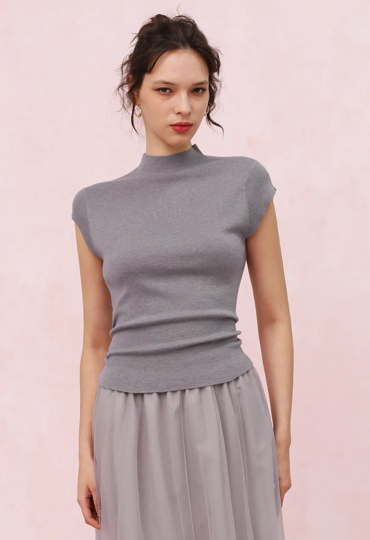 Chicwish  |Crew Neck Casual Style Rib Plain Elegant Style