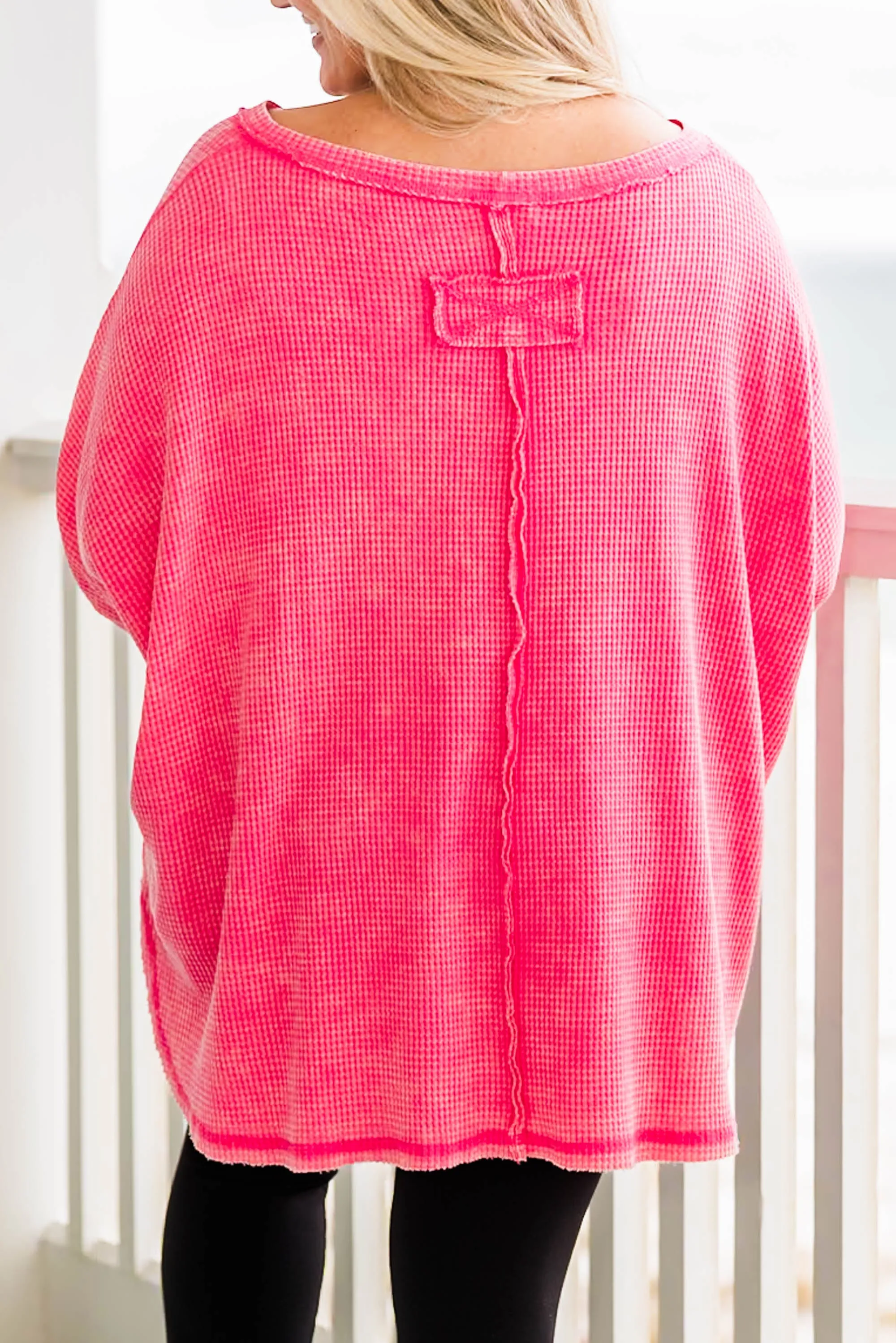 Cozy Waffle Pullover, Fuchsia