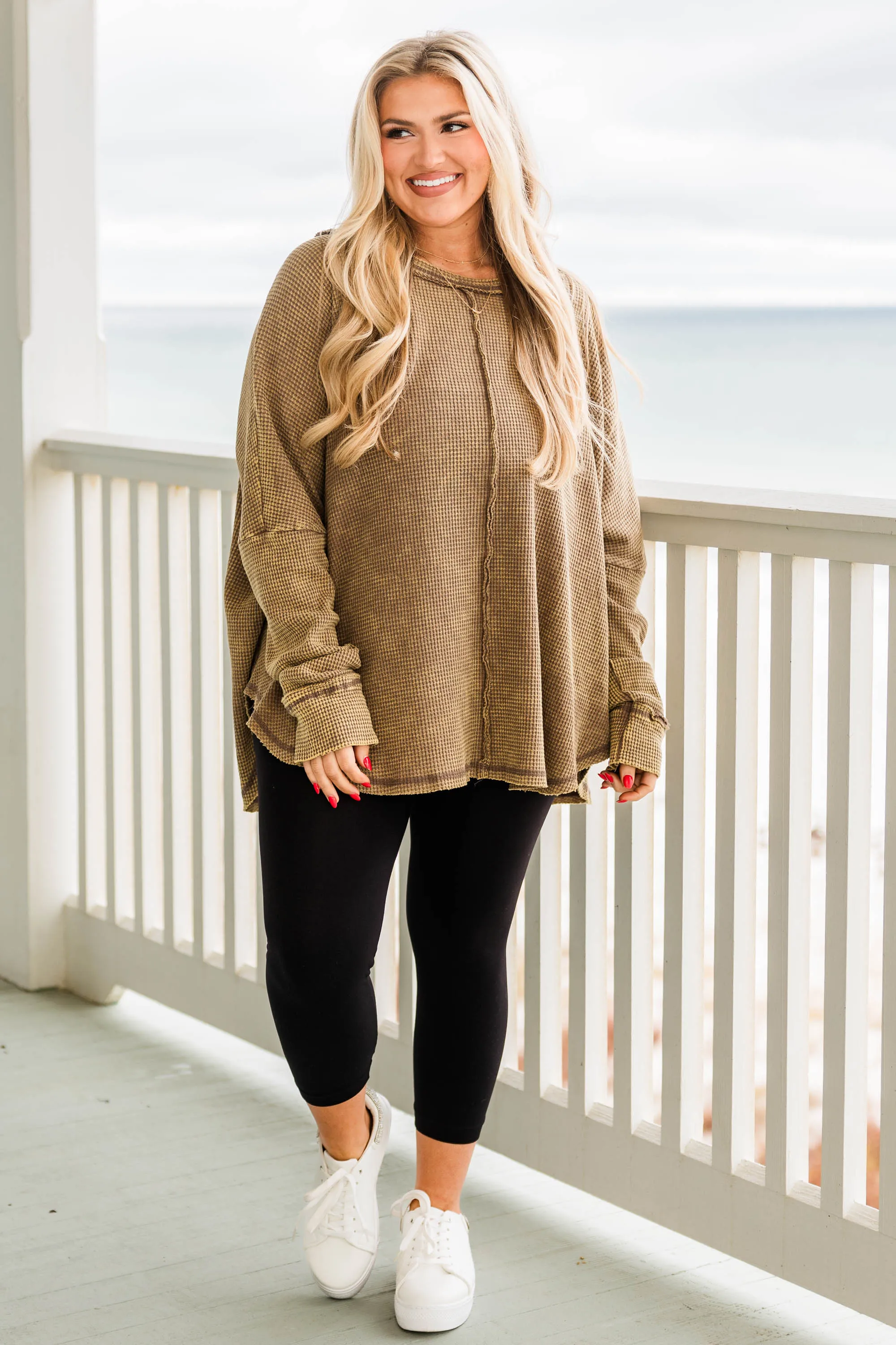 Cozy Waffle Pullover, Mocha