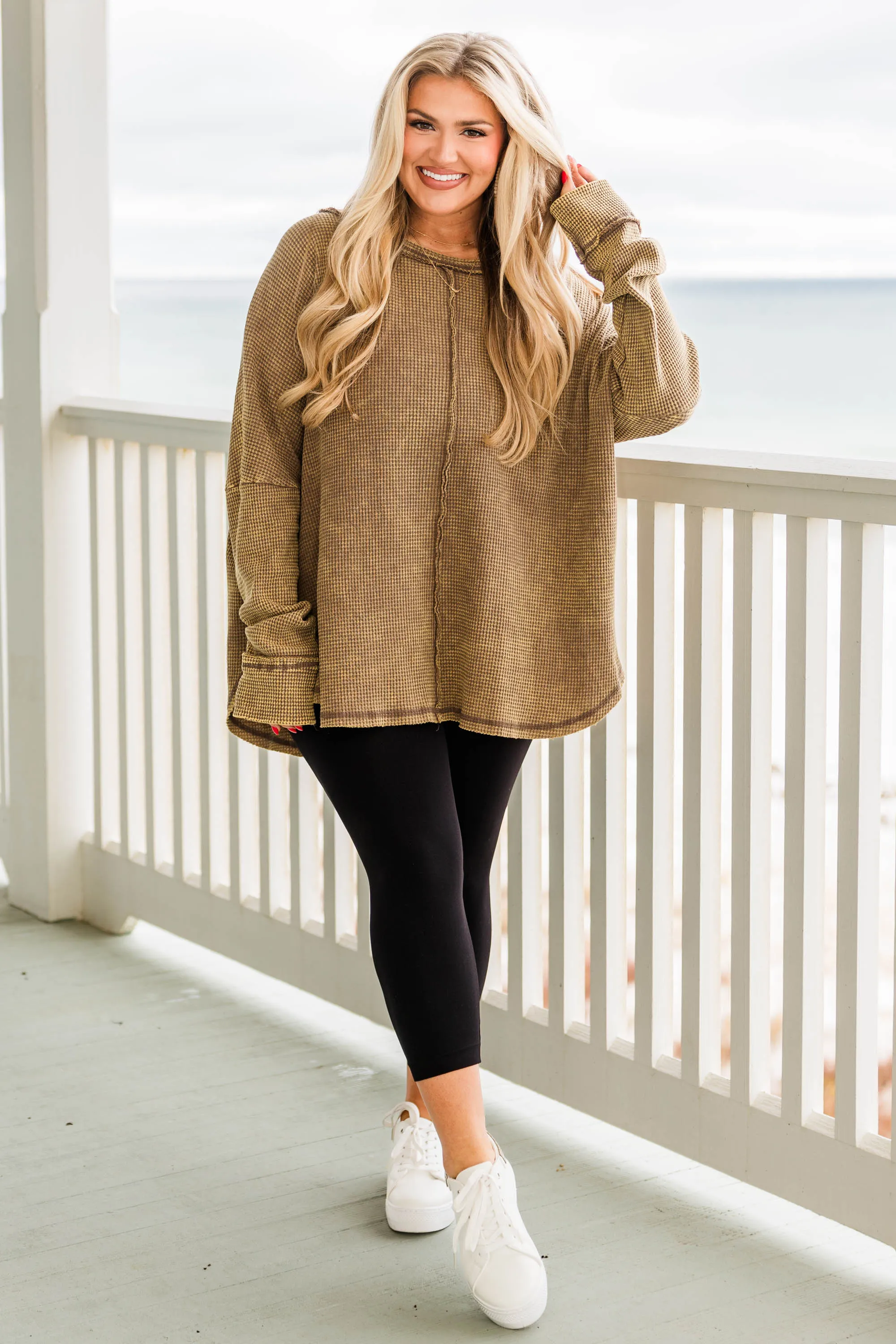 Cozy Waffle Pullover, Mocha