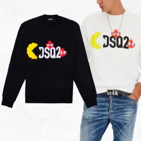 D SQUARED2  |Unisex Plain Cotton Logo Luxury Sweatshirts