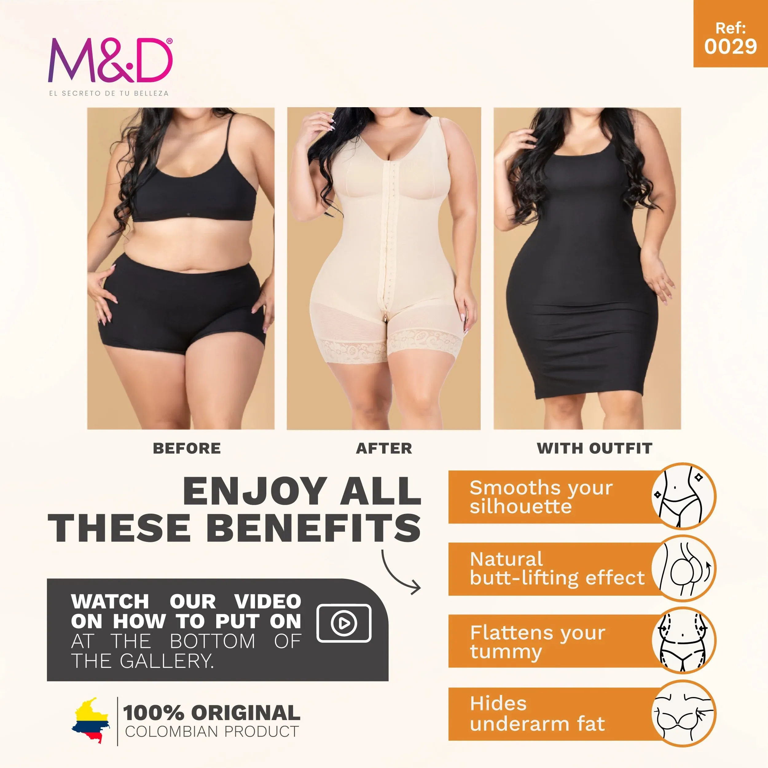 FAJAS MYD 0029 MID THIGH BODY SHAPER FOR WOMEN / POWERNET