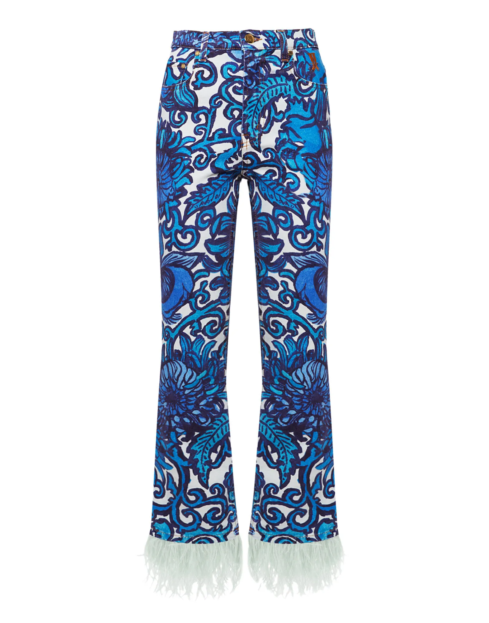 Fancy Crop Jeans (With Feathers) in Anemone for Women | La DoubleJ