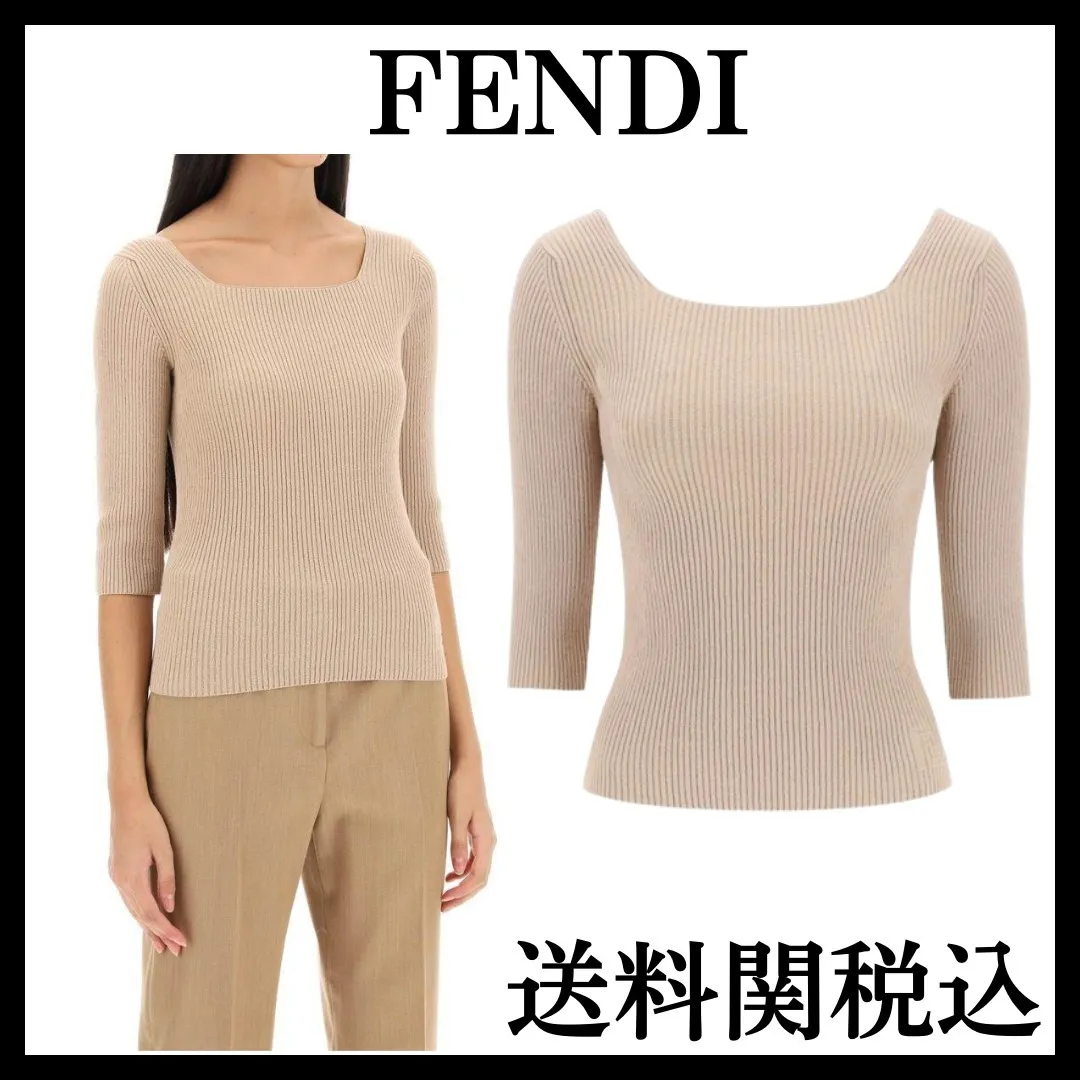 FENDI  |Casual Style Cropped Cotton Elegant Style Logo