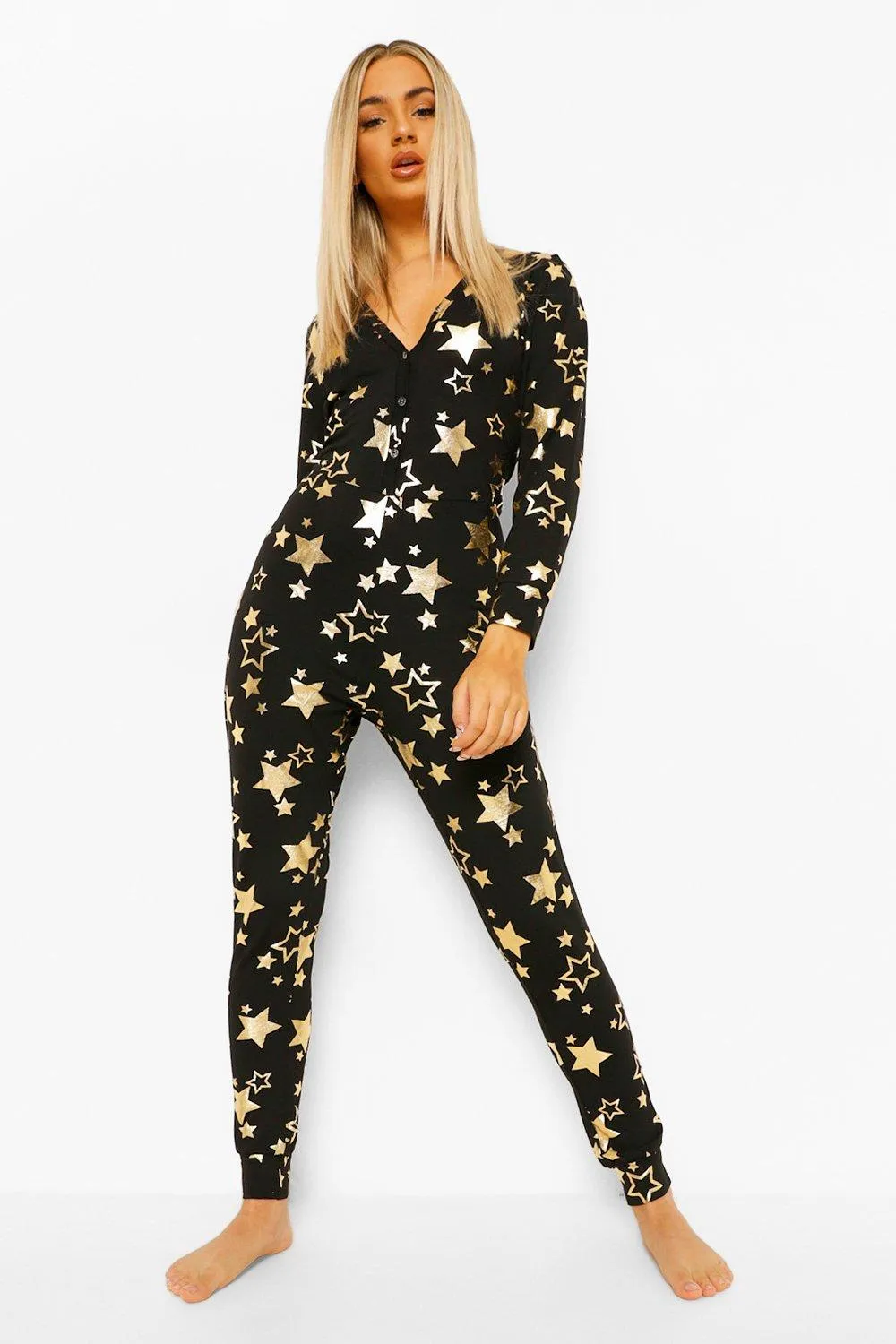 Foil Star Print Jersey Knit Onesie