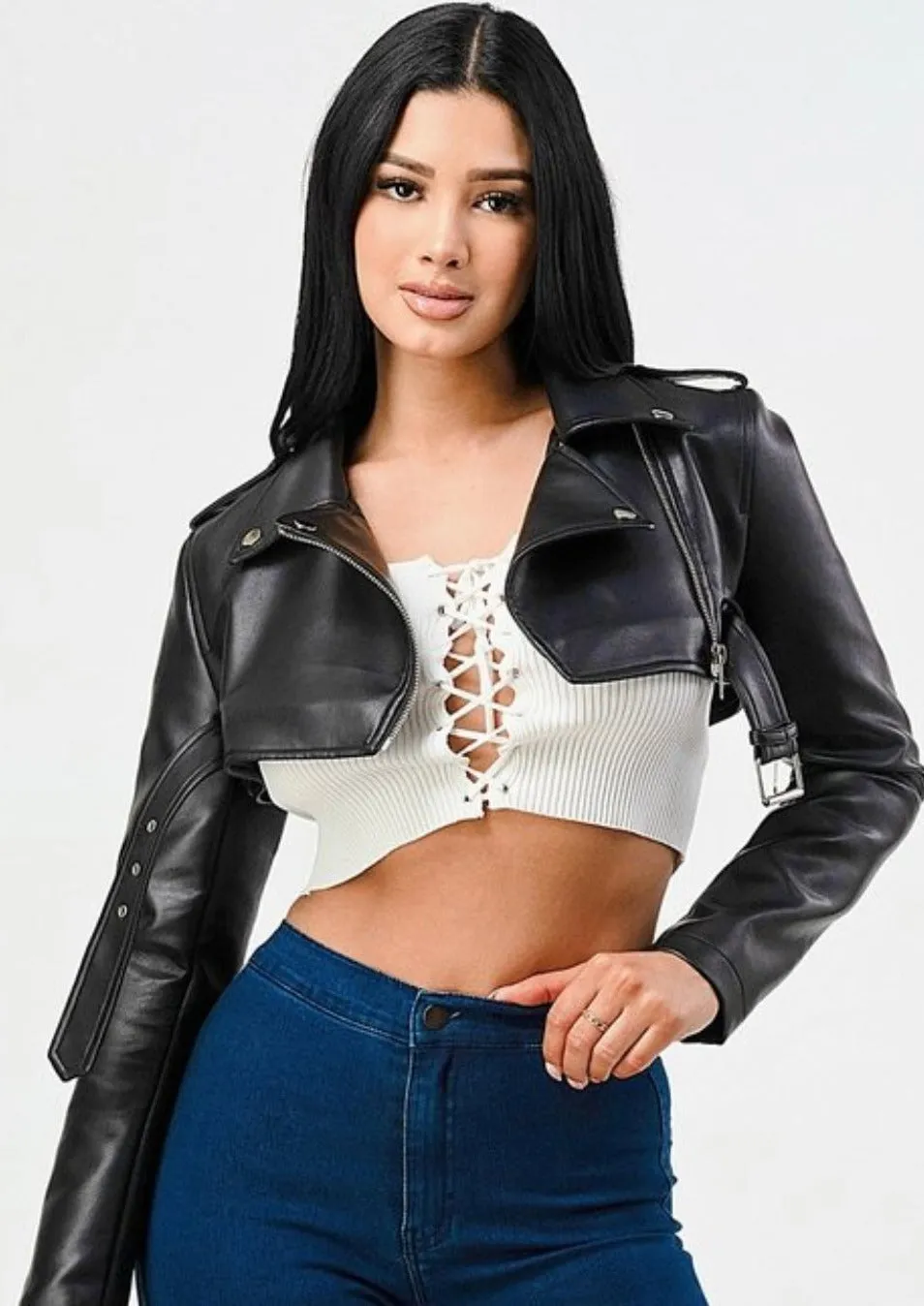 Gia Crop Leather Jacket