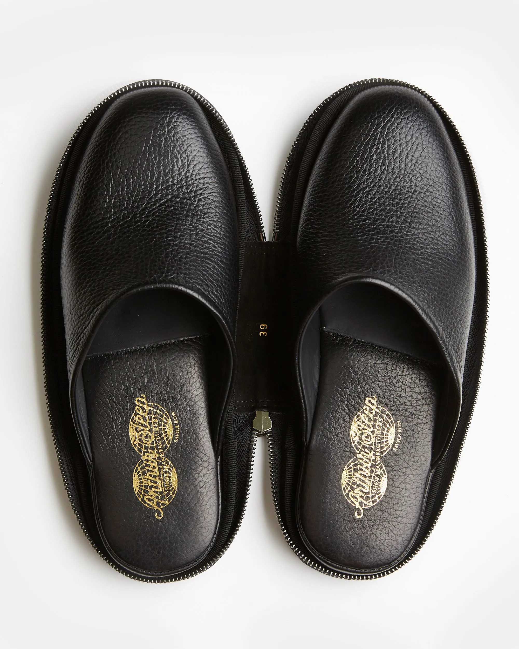 Globetrotter Glide Mules in Black Deer Leather