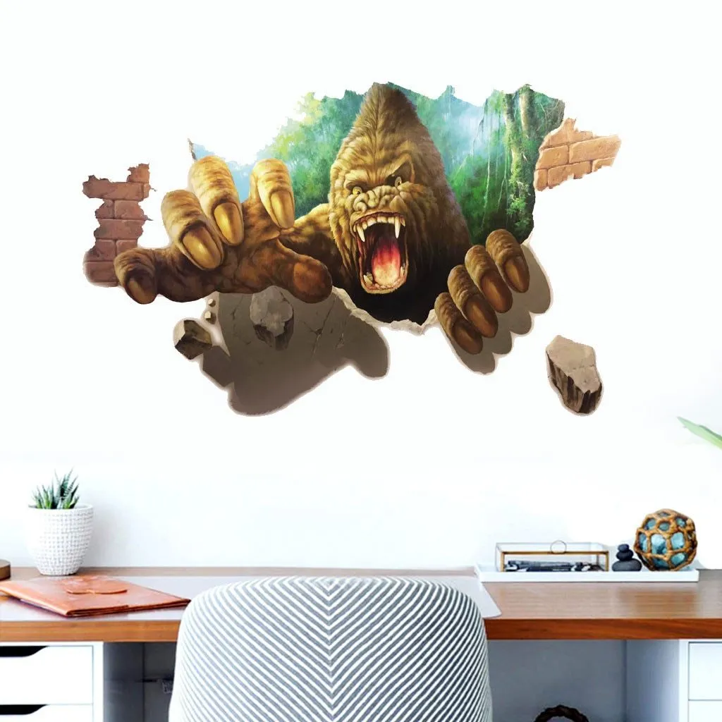 Home Baby Living Room Wild 3D Animal PVC Wall Sticker Wallpaper