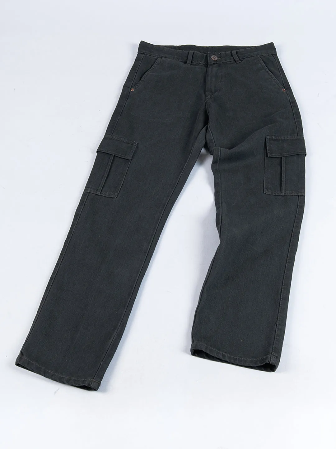 Hunter Green Straight Fit Cargo Denim Jeans