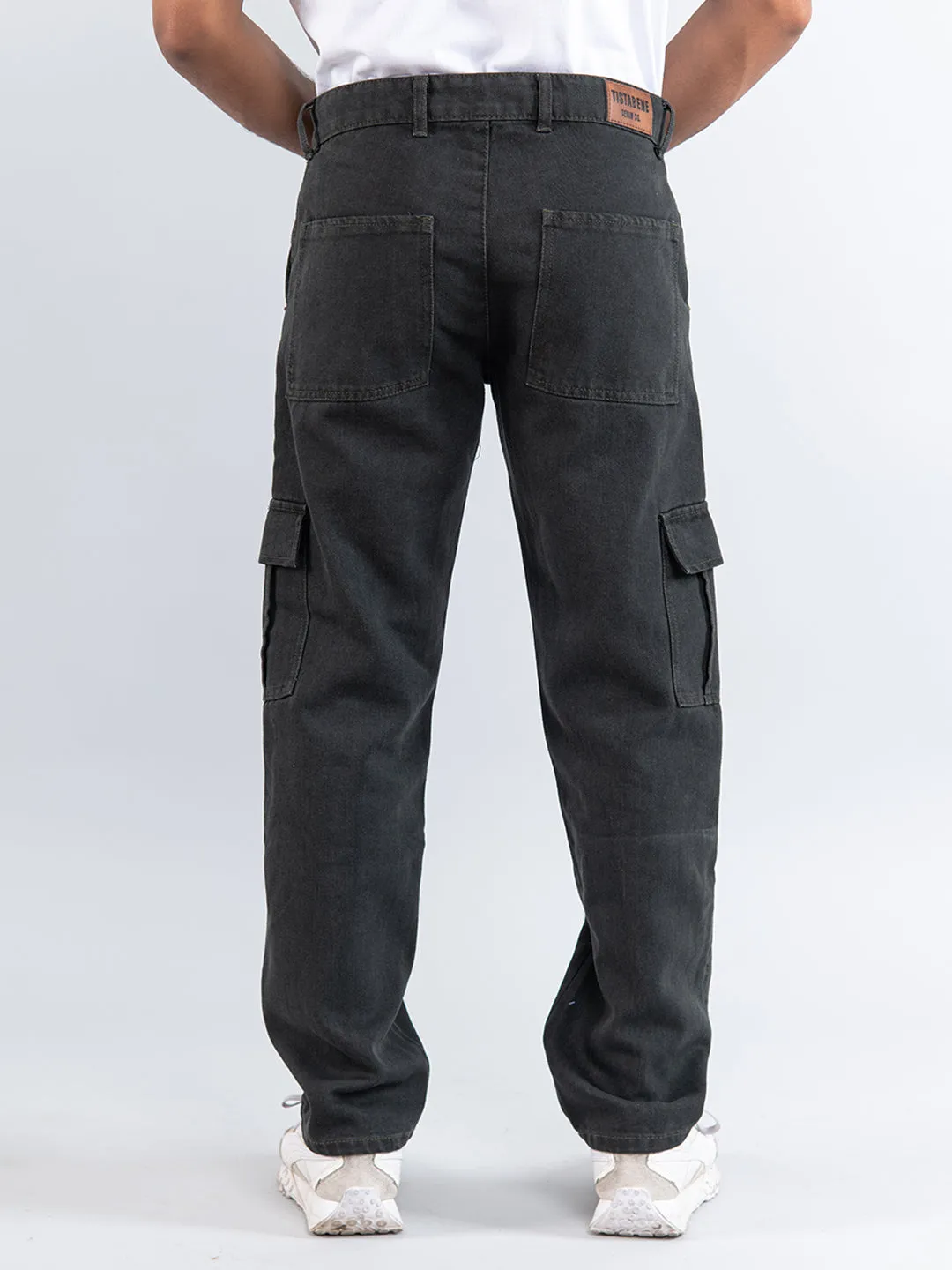 Hunter Green Straight Fit Cargo Denim Jeans