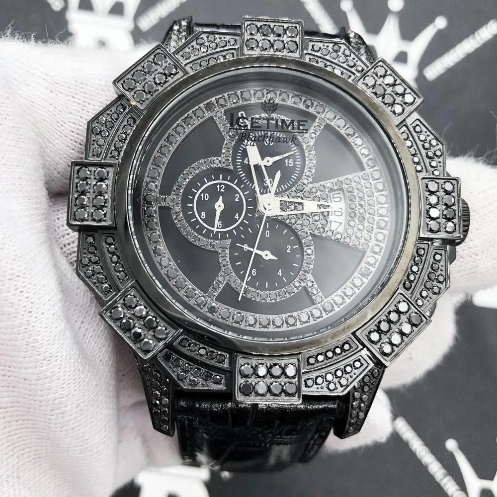 Ice Time Blackhawk 3.50cttw Black Diamond Watch