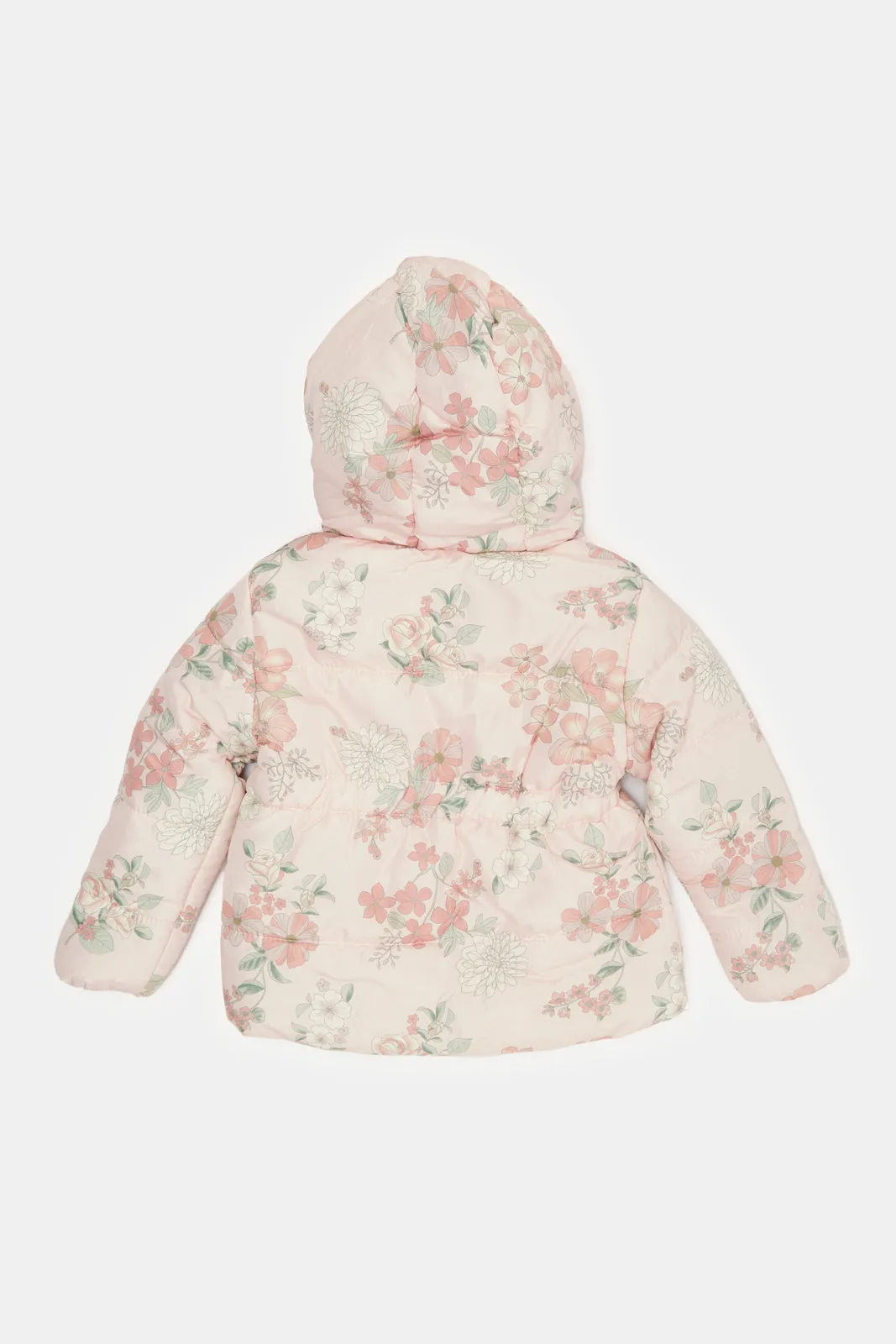 Infant Girls Pink Floral All Over Print  Hooded Jacket