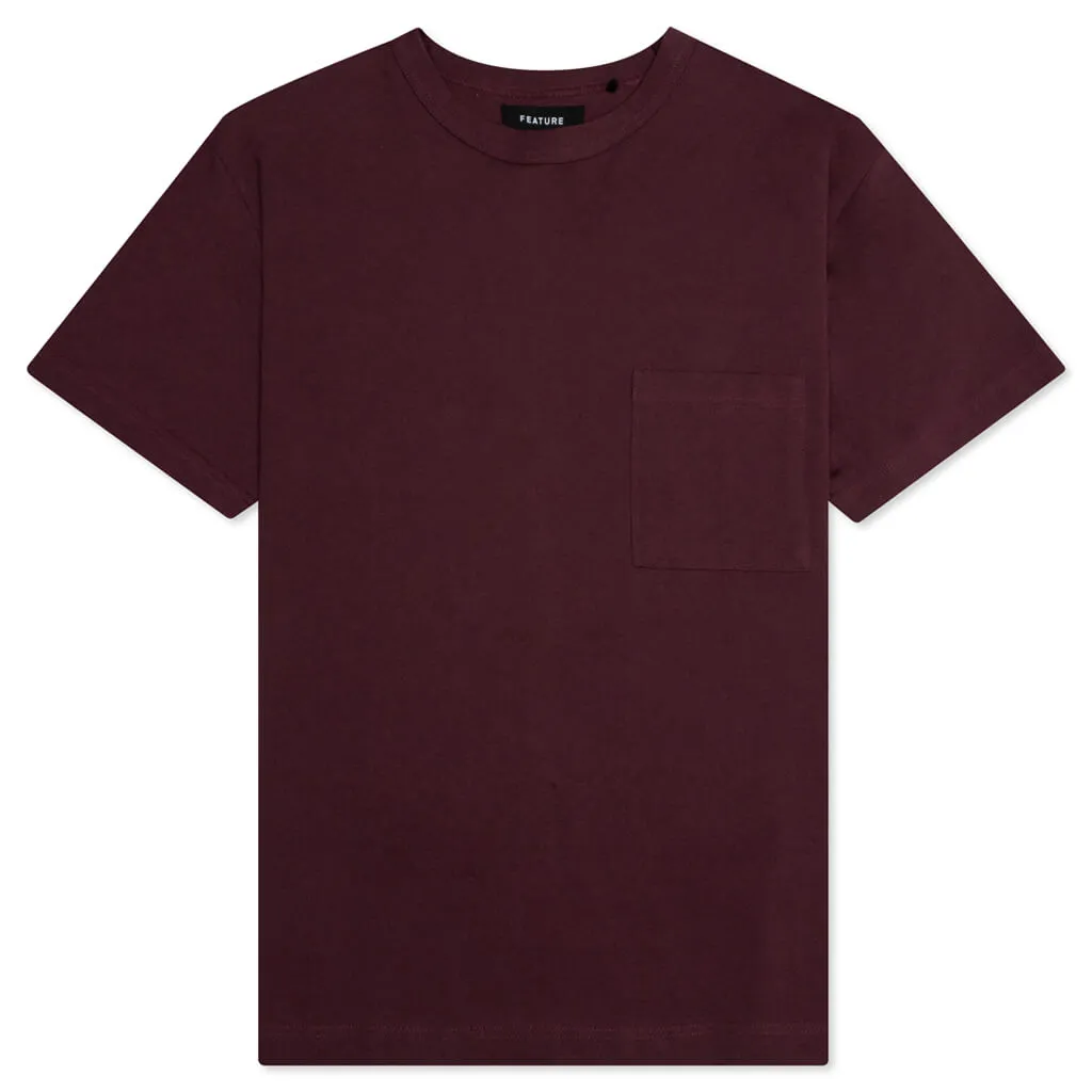 Jersey Braque Pocket Tee - Maroon