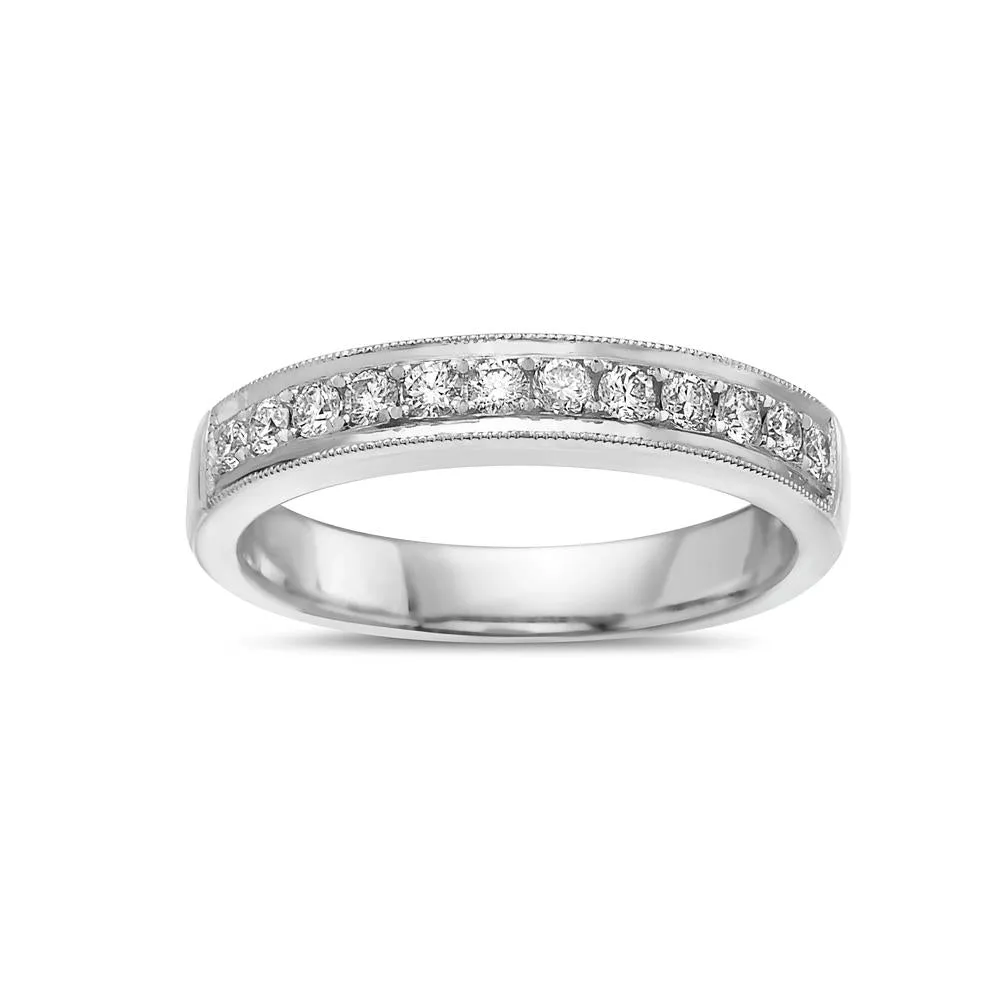 Ladies 18K White Gold With  0.52 CT  Diamond Wedding Band