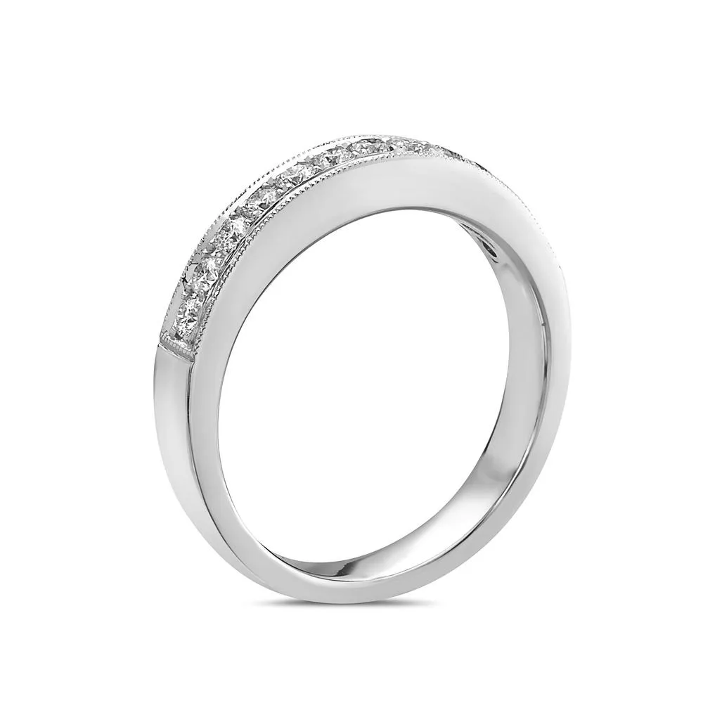 Ladies 18K White Gold With  0.52 CT  Diamond Wedding Band