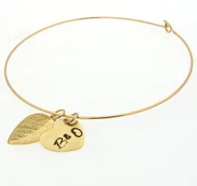 Leaf and Heart Charm Personalized Bracelet for Women