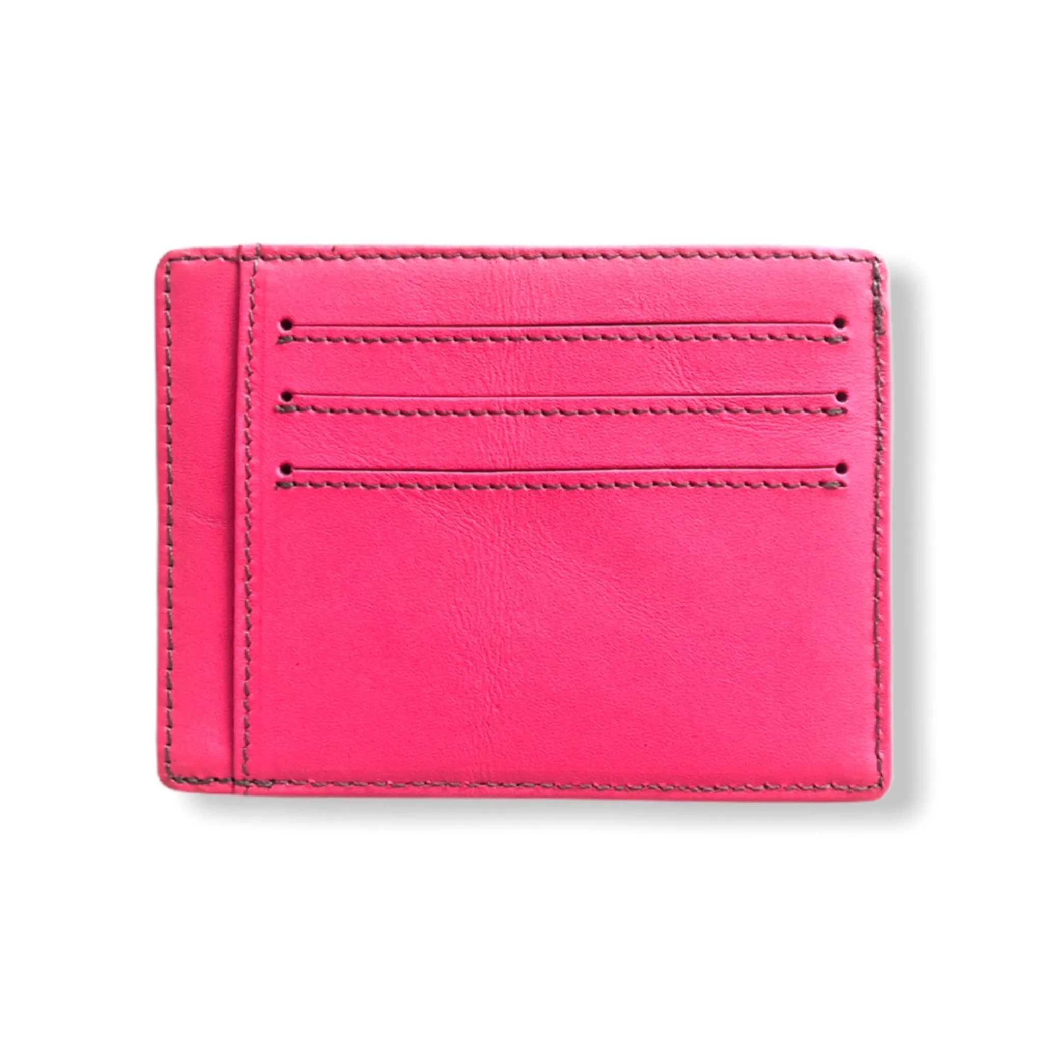 Leather Card Wallet | Neon Pink