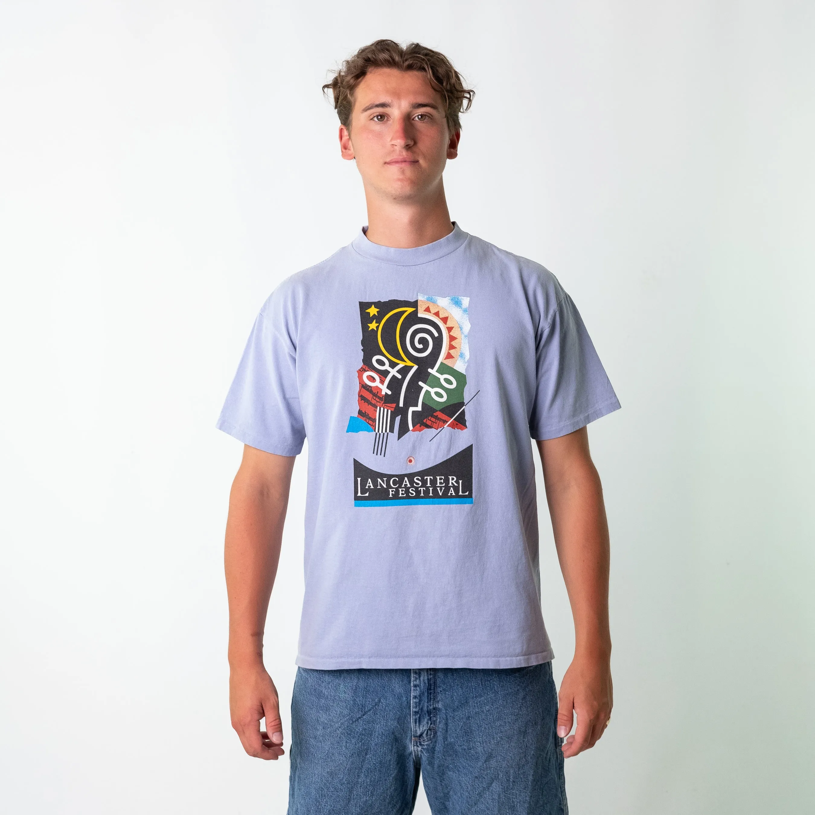 Light Blue 90s Oneita Lancaster Festival Oversized T-Shirt (L)