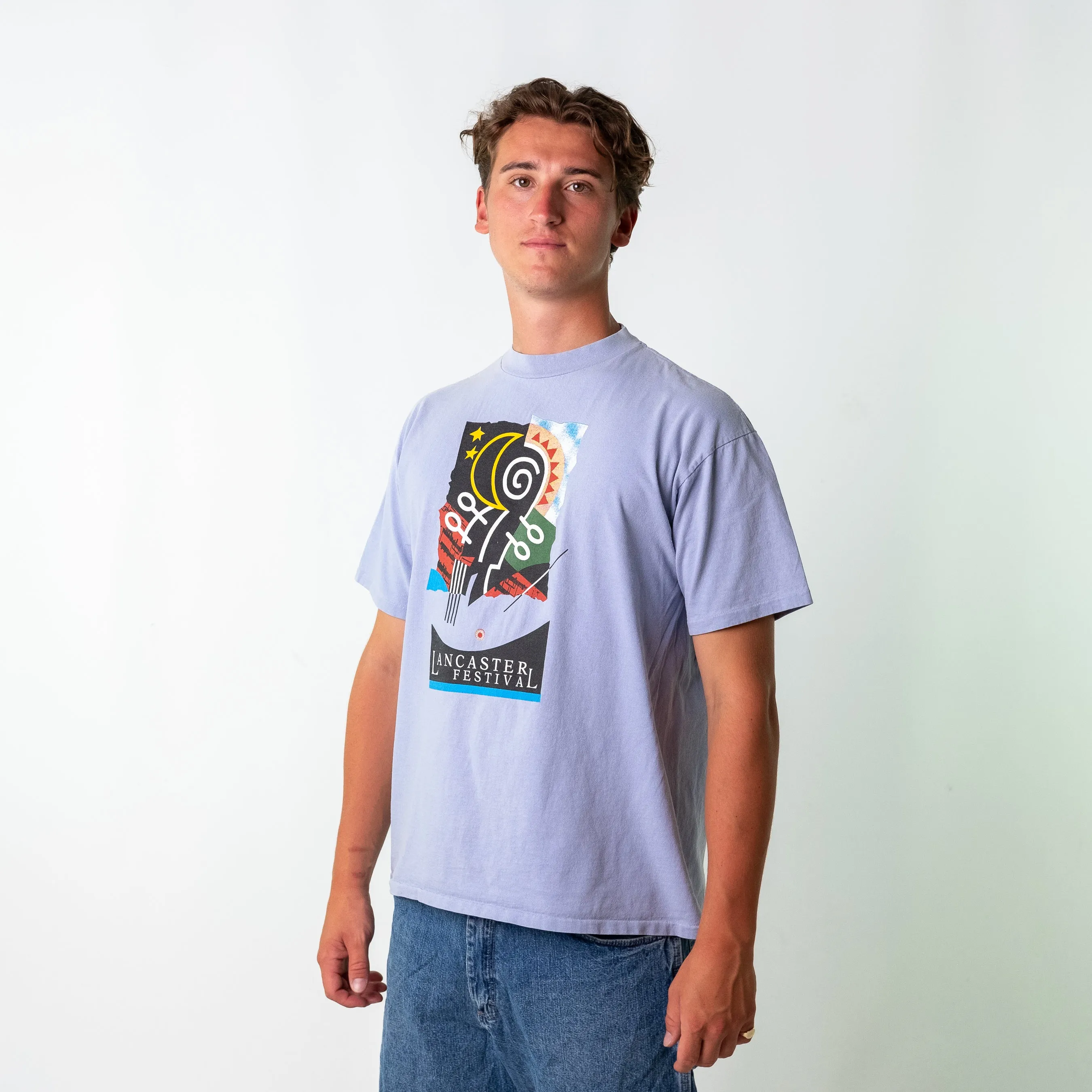 Light Blue 90s Oneita Lancaster Festival Oversized T-Shirt (L)