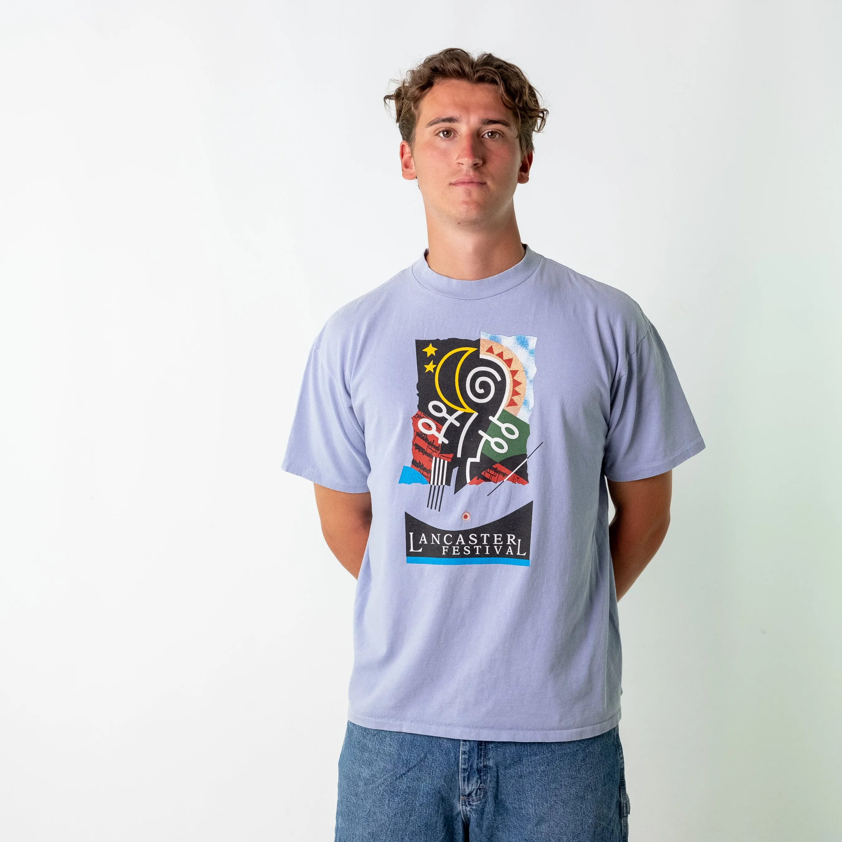 Light Blue 90s Oneita Lancaster Festival Oversized T-Shirt (L)