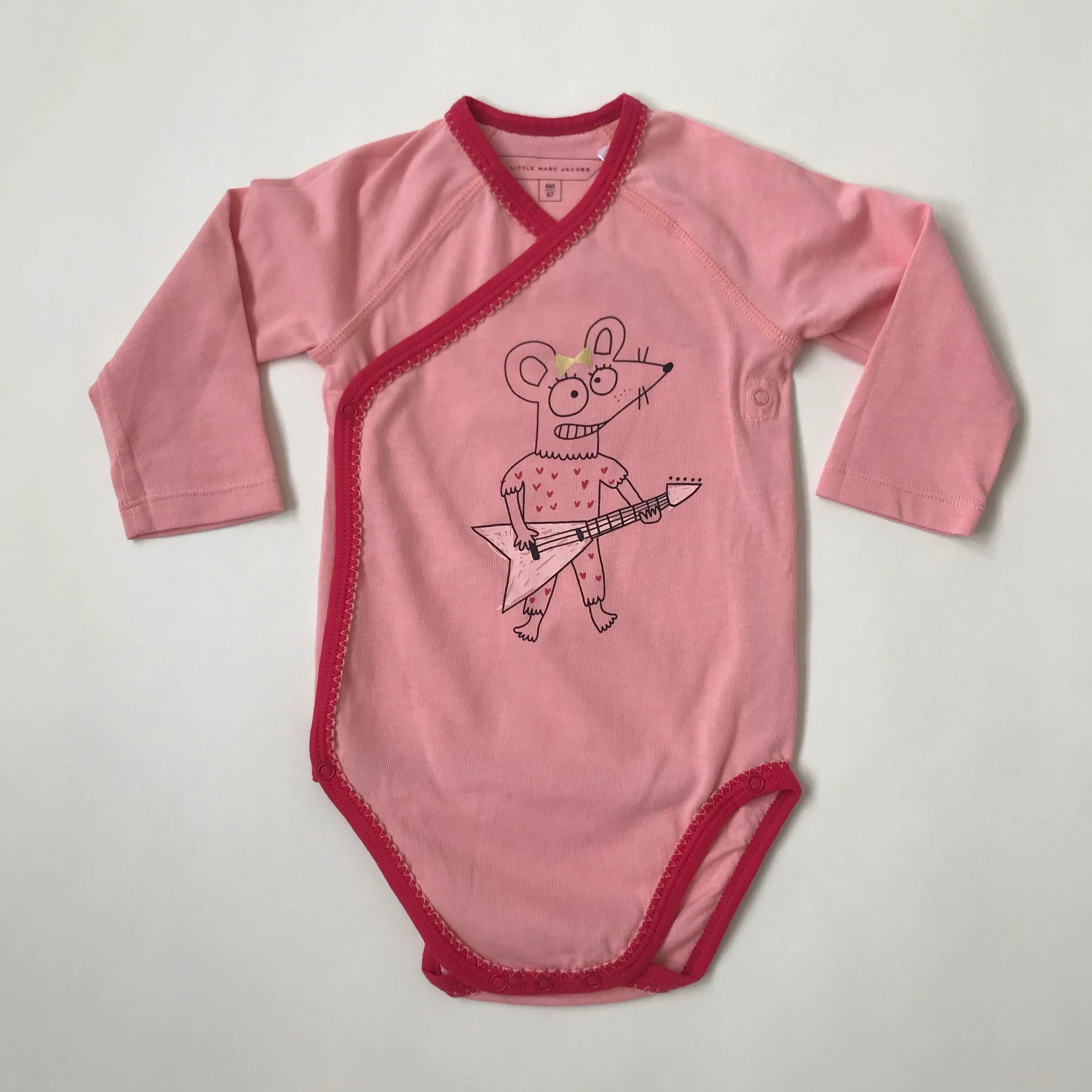 Little Marc Jacobs Pink Bodysuit With Mouse Motif: 6 Months